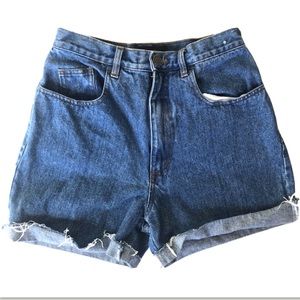 Vintage Dakota Blue High Waist Raw Hem Mom Shorts
